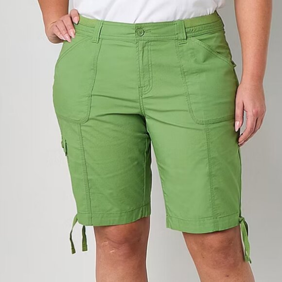 St. John's Bay Womens Mid Rise Plus Bermuda Short, Watercress Sz 20W - Picture 3 of 8